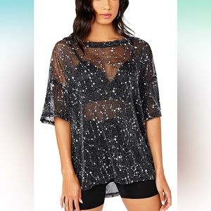 Sheer Glitter Constellation Top